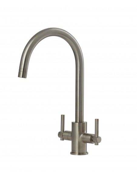 Clearwater Rococo Brushed Nickel Kitchen Tap Twin Lever 0.3 Bar Low ROC2BN