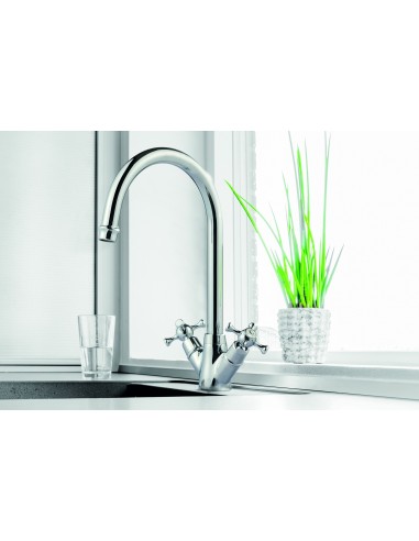 Clearwater Cottage Crosshead Chrome Kitchen Tap WRAS Low Pressure 0.2 COTC