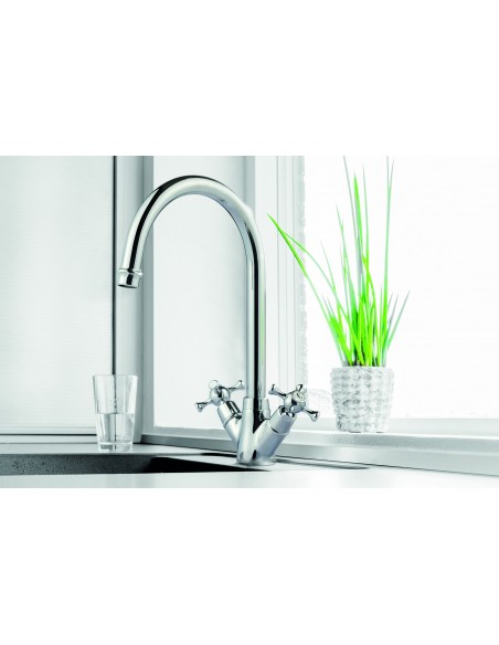 Clearwater Cottage Crosshead Chrome Kitchen Tap WRAS Low Pressure 0.2 COTC
