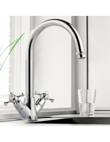 Clearwater Cottage Crosshead Chrome Kitchen Tap WRAS Low Pressure 0.2 COTC