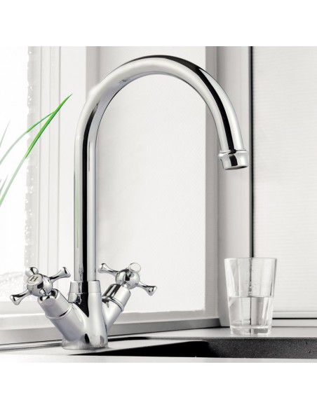 Clearwater Cottage Crosshead Chrome Kitchen Tap WRAS Low Pressure 0.2 COTC