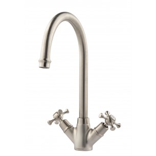 Clearwater Cottage Crosshead Brushed Kitchen Tap WRAS Low Pressure 0.2 COTN