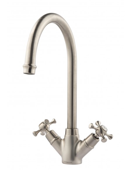 Clearwater Cottage Crosshead Brushed Kitchen Tap WRAS Low Pressure 0.2 COTN