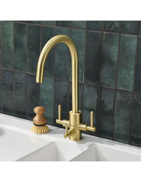 Clearwater Stella Tri Filter Kitchen Mixer Tap Brushed Brass ST2BB