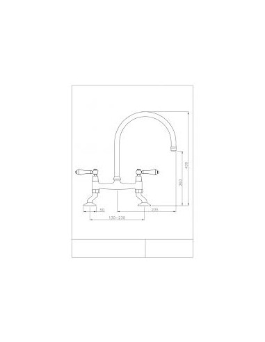 Clearwater Elegance Bridge Chrome Kitchen Tap White Twin Levers 0.1 ELB10CP