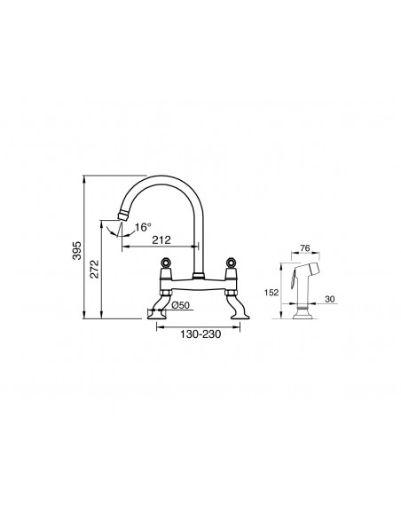 Clearwater Elegance Bridge Handspray Brushed Brass Kitchen Tap ELBR10BB