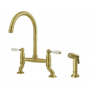 Clearwater Elegance Bridge Handspray Brushed Brass Kitchen Tap ELBR10BB 2