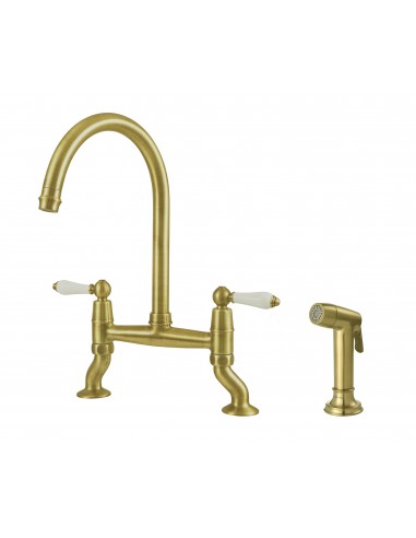 Clearwater Elegance Bridge Handspray Brushed Brass Kitchen Tap ELBR10BB