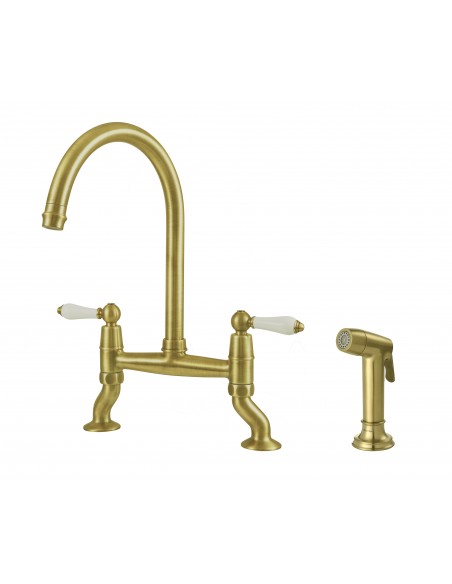 Clearwater Elegance Bridge Handspray Brushed Brass Kitchen Tap ELBR10BB