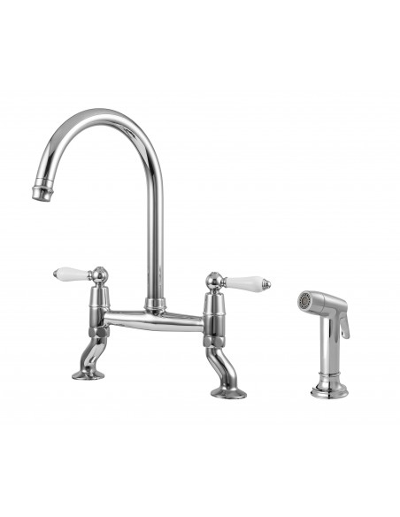 Clearwater Elegance Bridge Handspray Chrome Kitchen Tap Pull Out ELBR10CP