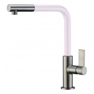 Clearwater Auriga White Spray Pull Out Kitchen Tap Brushed Nickel AUR2BN