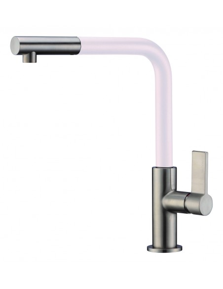 Clearwater Auriga White Spray Pull Out Kitchen Tap Brushed Nickel AUR2BN