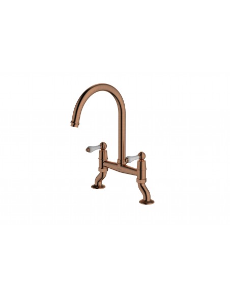 Clearwater Elegance Bridge Handspray Brushed Copper Kitchen Tap ELBR10BC