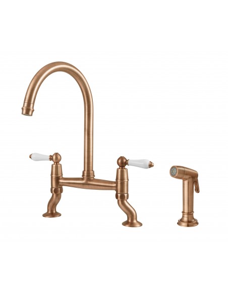 Clearwater Elegance Bridge Handspray Brushed Copper Kitchen Tap ELBR10BC
