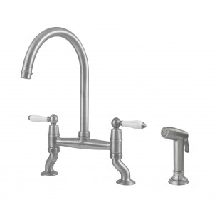 Clearwater Elegance Bridge Handspray Brushed Nickel Kitchen Tap ELBR10BN 2