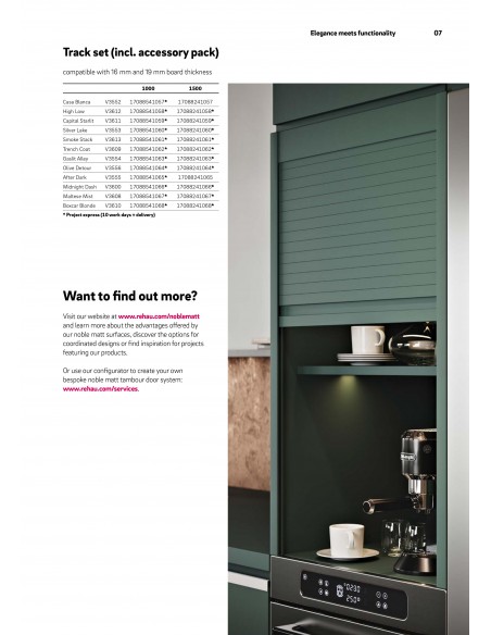 Rehau Tambour Door Bespoke Matt Colours 25mm Slats Kitchen RAUVOLET
