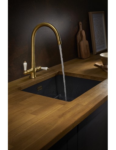 Clearwater Elegance Monobloc Bronze White Twin Lever Kitchen Tap WRAS EDL20BZ