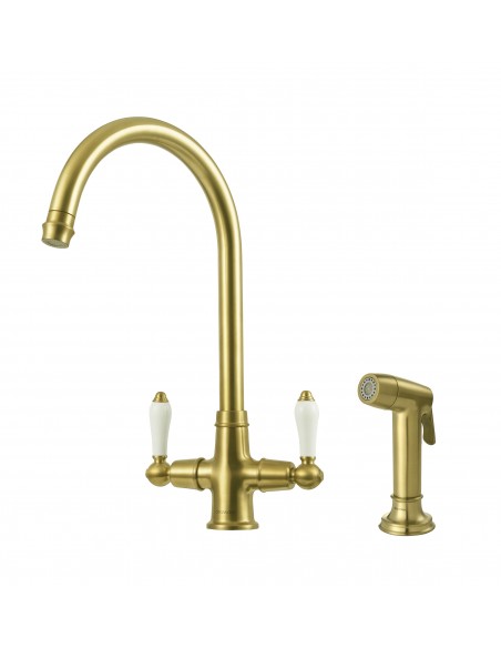 Clearwater Elegance Handspray Brass Brushed Kitchen Tap + Pull Out ELB20BB