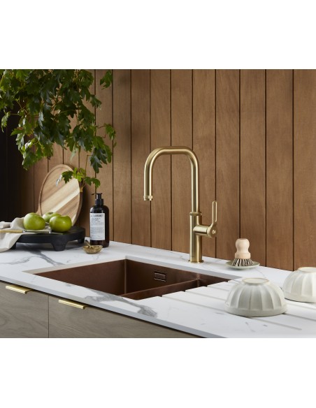 Clearwater Pioneer Brushed Brass Tap Kitchen Single Lever 360° WRAS PIL20BB