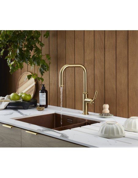 Clearwater Pioneer Brushed Brass Tap Kitchen Single Lever 360° WRAS PIL20BB