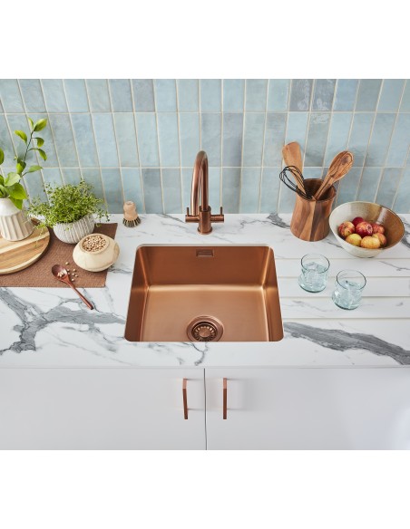 Clearwater Loreto Kitchen Tap Twin Lever Brushed Copper