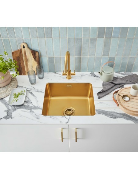 Clearwater Loreto Kitchen Tap Twin Lever Brushed Brass