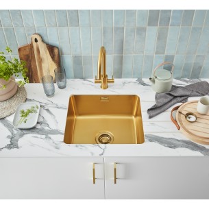 Clearwater Salsa Brass SA35BB 1.0 Bowl Kitchen Sink Under / Inset PVD 2
