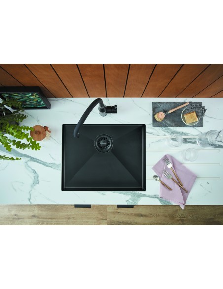 Clearwater Volta VL500BL Black Kitchen Sink Under Or Inset PVD