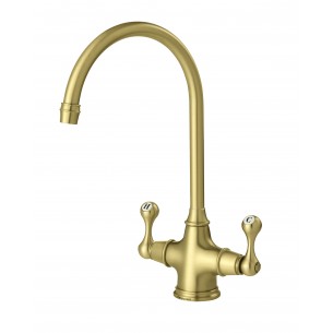 Clearwater Coriolis Brushed Brass Kitchen Tap Twin Lever Low 0.3 Bar CO2BB