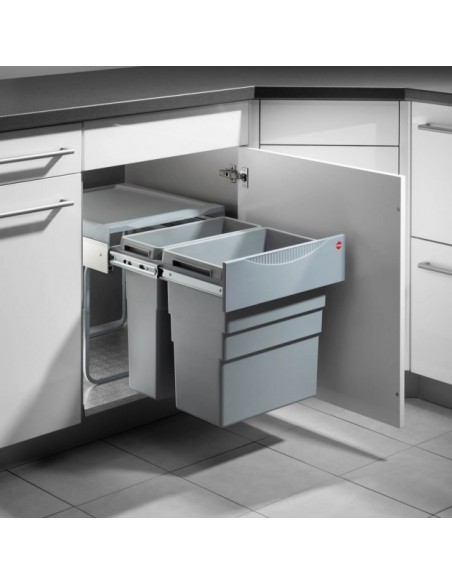 500mm Easy Cargo Waste Bin Hailo 49L Hinged Door Double Containers 50270522 Hailo 3668501