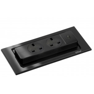 EVOline Backflip Black Gloss Glass Worktop Sockets C USB Charger 1592 7101 9700 2