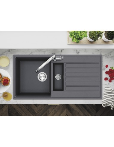 Clearwater Kameo Smart Slate Sink Kitchen 1.5 Granite Quarex 1000x500 KAMD150LSL
