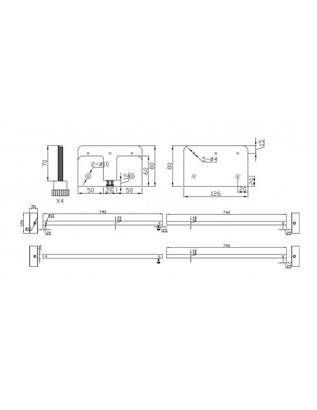 Kitchen Sink Support Bars Large 800 To 1400mm 60Kg Weight Undermount AC-SUP-BARS-LG