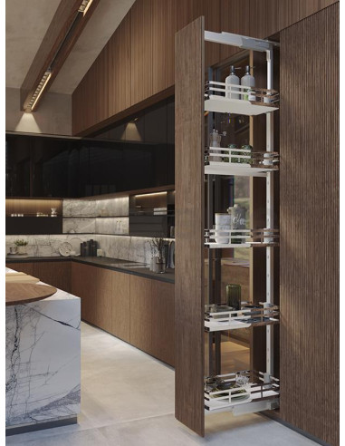 Sige 600mm Tall Larder Kitchen Pull Out Solid Baskets 1880/2175mm Soft Closing LF600SMPL
