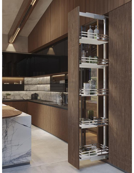 Sige 600mm Tall Larder Kitchen Pull Out Solid Baskets 1880/2175mm Soft Closing LF600SMPL