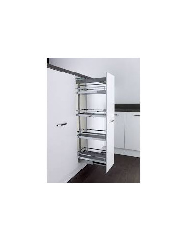 300mm Kessebohmer Studio Larder Kitchen Pull Out Anthracite Dispensa KSSALF300FEA Showing X4 trays Chrome version