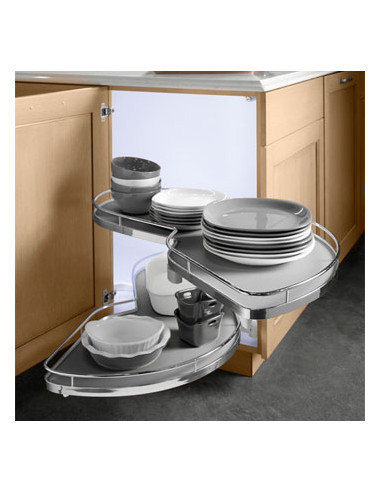 500mm Kessebohmer LeMans Arena Chrome Kitchen Corner Carousel Storage K2LM500SC Right Hand