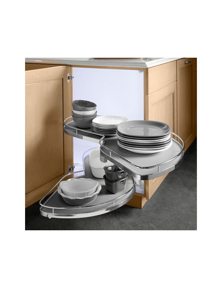 600mm Kessebohmer LeMans Corner Kitchen Carousel Arena Chrome K2LM600SC Right Hand