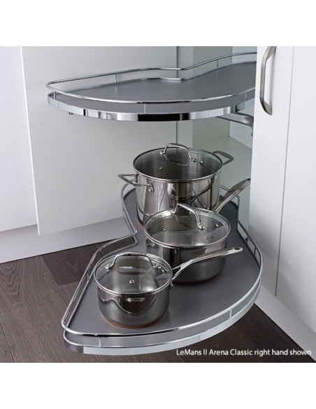 600mm Kessebohmer LeMans Corner Kitchen Carousel Arena Chrome K2LM600SC Right Hand