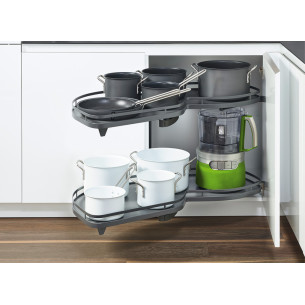 600mm Kessebohmer LeMans Anthracite Kitchen Corner Carousel KSA2LM600A Left hand