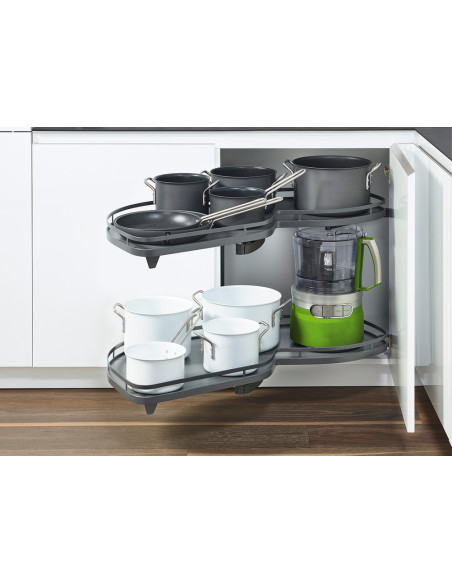 600mm Kessebohmer LeMans Anthracite Kitchen Corner Carousel KSA2LM600A Left hand