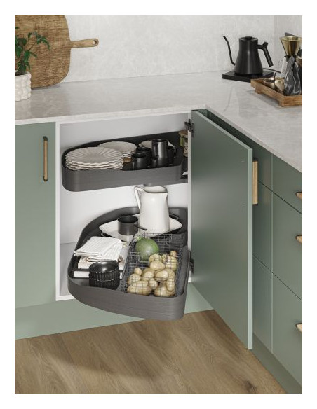 Ninka Trigon Kitchen Corner Carousel LH 1000mm Storage Anthracite TL.50.01.G