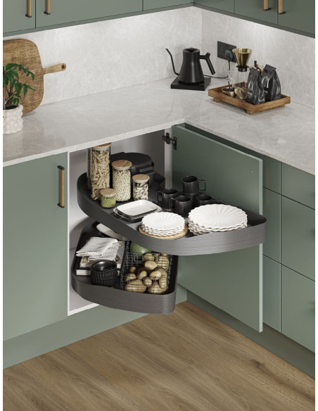Ninka Trigon Corner Carousel LH 600mm Kitchen Storage Anthracite TL.60.01.G