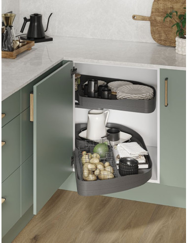 Ninka Trigon Kitchen Corner Carousel RH 1000mm Storage Anthracite TR.50.01.G