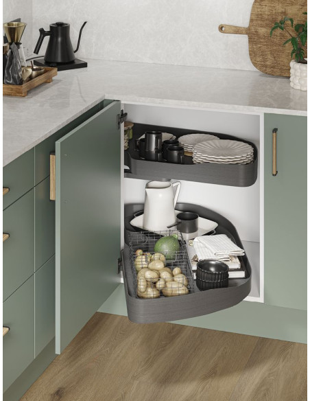 Ninka Trigon Kitchen Corner Carousel RH 1000mm Storage Anthracite TR.50.01.G