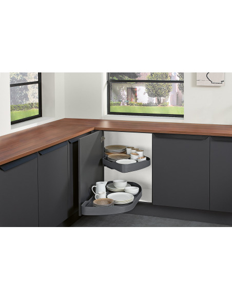 Ninka Trigon Corner Carousel RH 600mm Kitchen Storage Anthracite TR.60.01.G