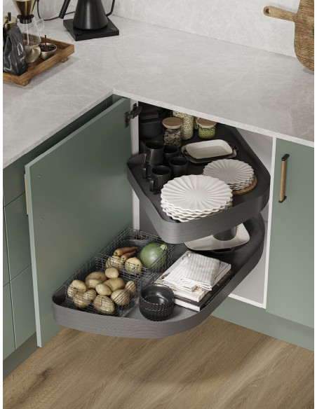 Ninka Trigon Corner Carousel RH 600mm Kitchen Storage Anthracite TR.60.01.G