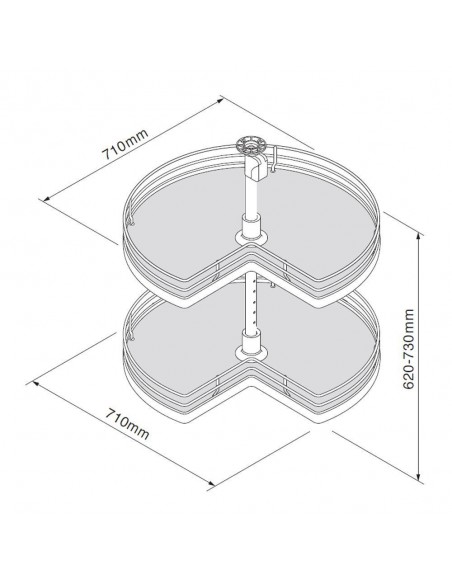 900mm 3/4 Corner Carousel Kitchen Shelving Anthracite Luxury Innostor IP4CC390