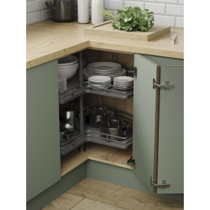 900mm 3/4 Corner Carousel Kitchen Shelving Anthracite Luxury Innostor IP4CC390 2