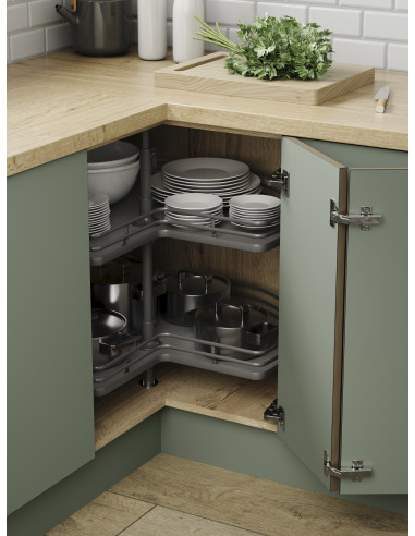 900mm 3/4 Corner Carousel Kitchen Shelving Anthracite Luxury Innostor IP4CC390